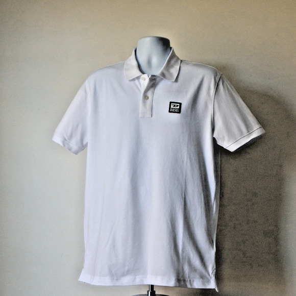 NWT Men Premium DIESEL T-SMITH-OFF Cotton Pique Polo Shirt WHITE Size XL - Picture 3 of 7